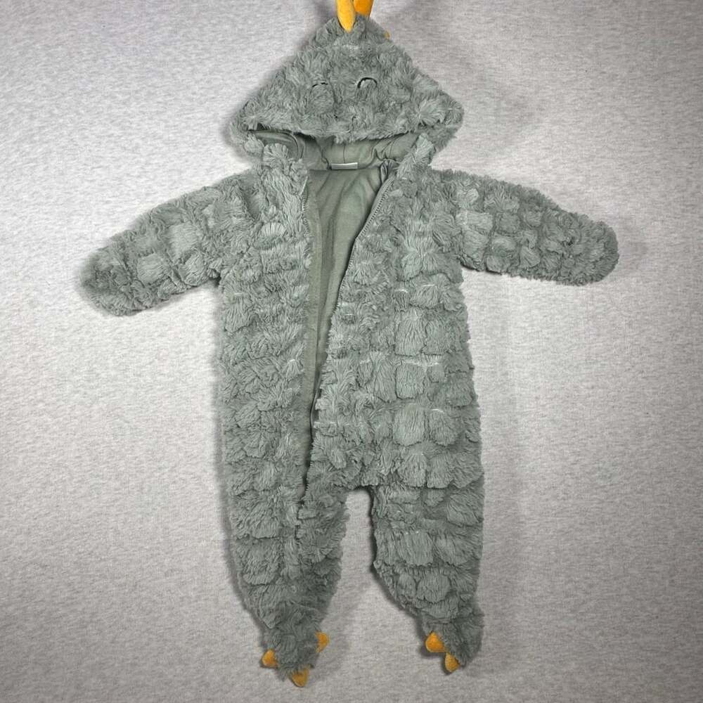 Koala Baby Green Dinosaur Hooded Soft Faux Fur Bunting Suit 3-6M